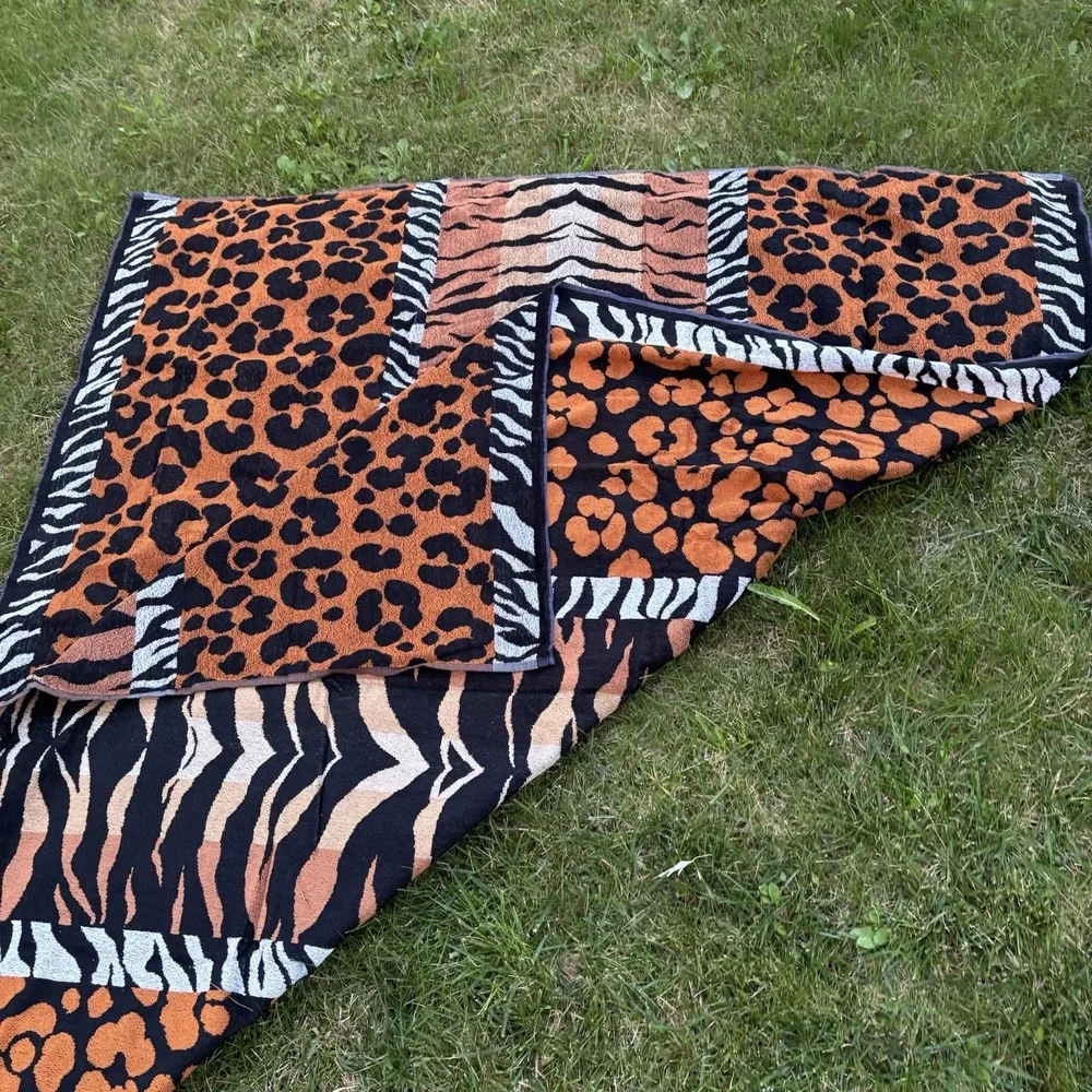 vtg exta large beach towel animal print new 60